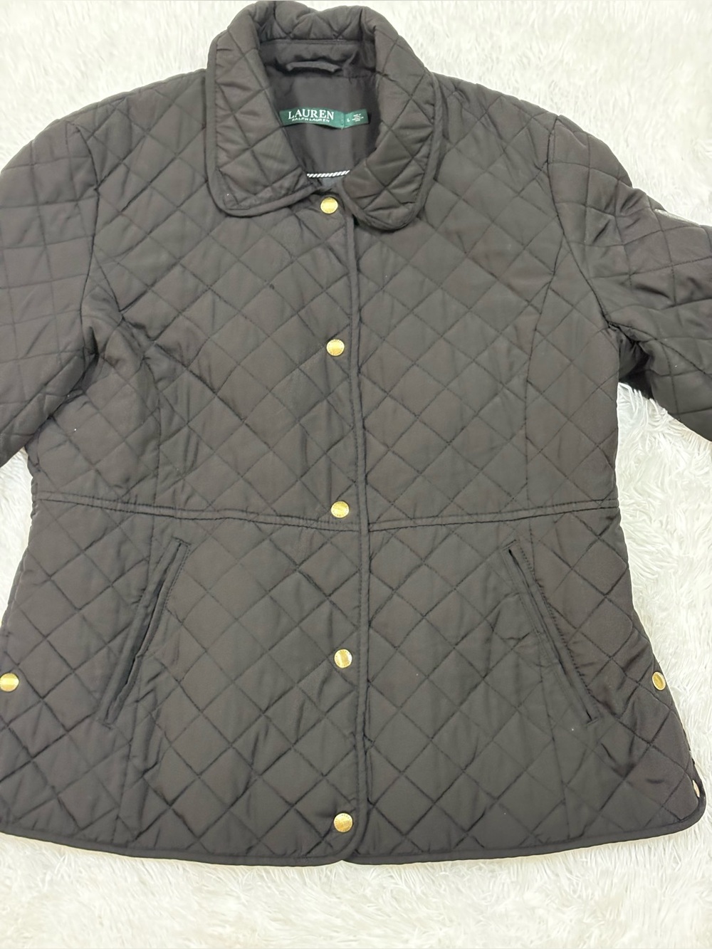 Ralph Lauren Black Quilted Puffer Jacket with Gold-Tone Snaps - Picture 4 of 10